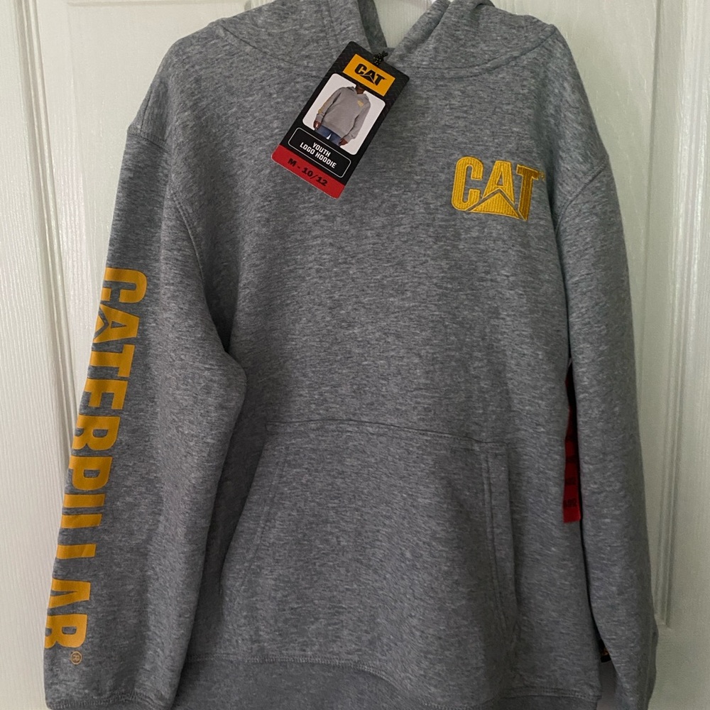 Caterpillar Kids Gray Hoodie with Yellow Logo
